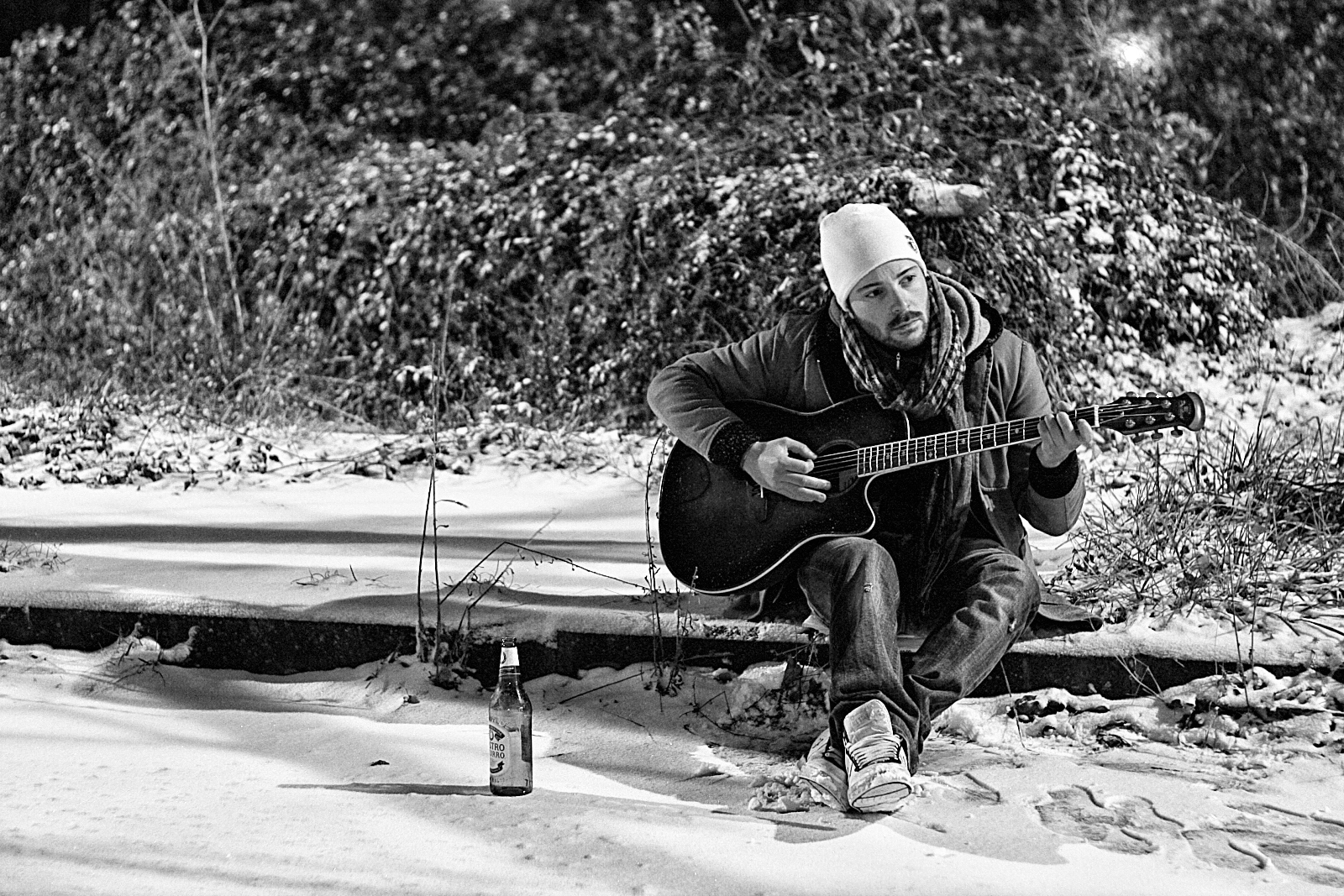 self+guitar+snow